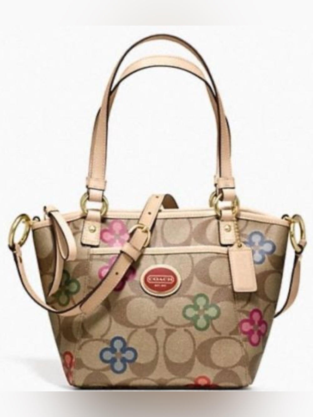 Coach Peyton Signature Floral Canvas Tote Crossbody bag